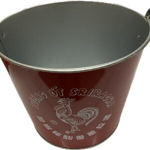 Red Metal Food Storage Bucket